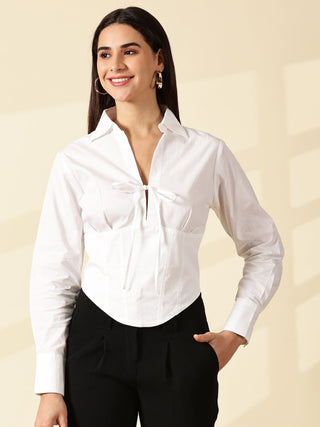 Spread Collar Shirt - White