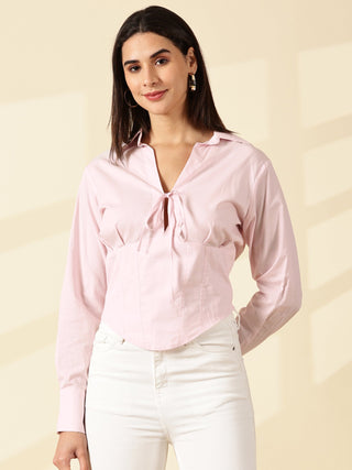 Spread Collar Shirt - Baby Pink