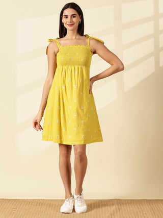 Blush Handwoven Tie-Strap Dress - Marigold