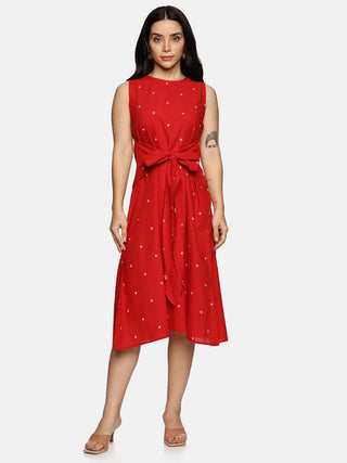 Red Polka Dot A-Line Dress