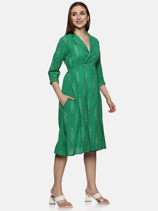 Green Shirt A-Line Dress