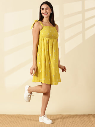 Blush Handwoven Tie-Strap Dress - Marigold