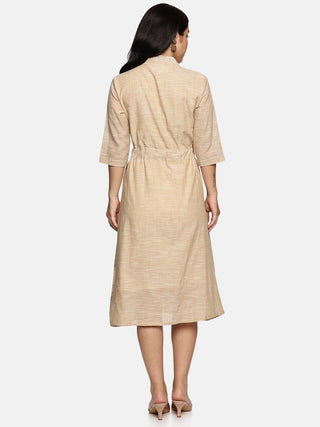 Beige Floral A-Line Dress 