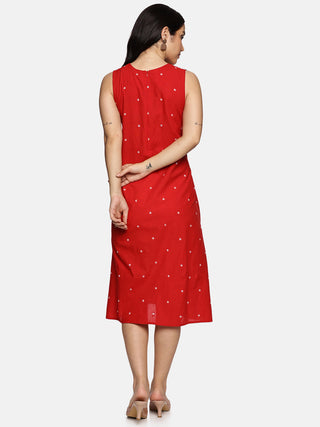 Red Polka Dot A-Line Dress