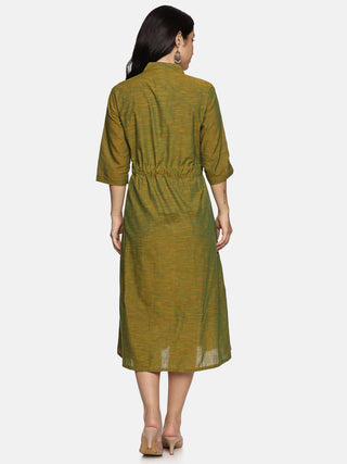 Green Floral A-Line Dress 