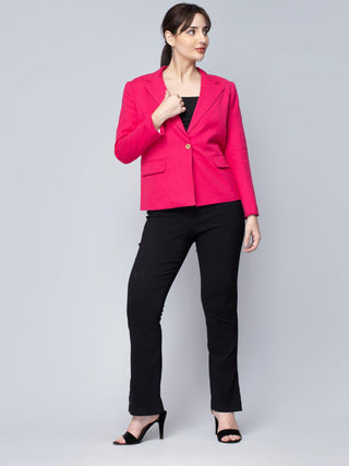 Cotton Single Breasted Blazer - Pink
