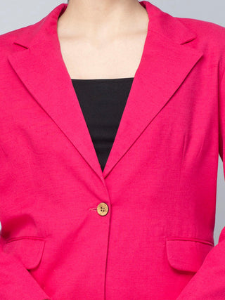 Cotton Single Breasted Blazer - Pink