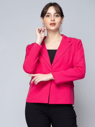 Cotton Single Breasted Blazer - Pink