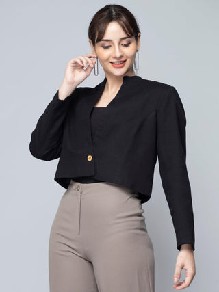 Crop Blazer - Black