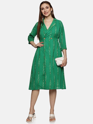 Green Shirt A-Line Dress