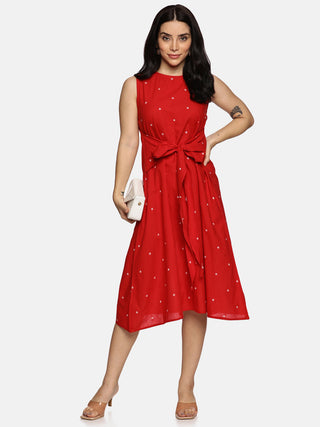 Red Polka Dot A-Line Dress