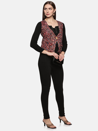 Deep Maroon Kakamkari Waist Coat