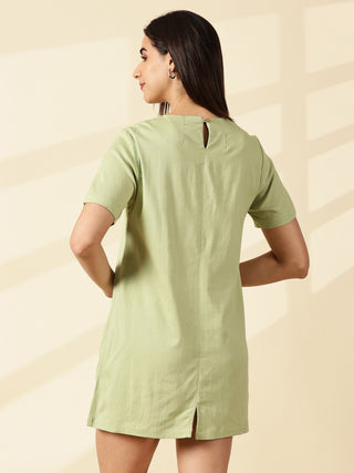 Sage Blossom Pocket Dress - Mint Green