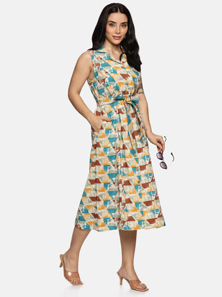 Abstract Print Shirt Dress