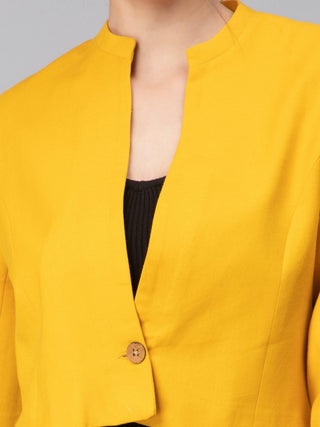 Solid Cropped Blazer - Yellow
