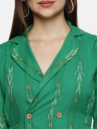 Green Shirt A-Line Dress