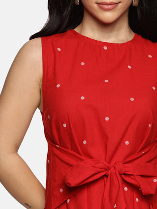 Red Polka Dot A-Line Dress