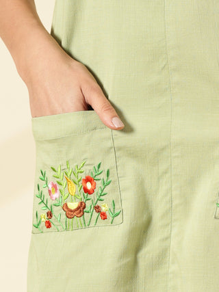 Sage Blossom Pocket Dress - Mint Green