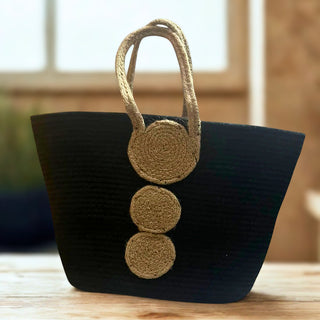 Boat Shaped Black Tote Bag
