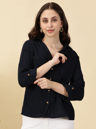 Navy Blue Cotton Top