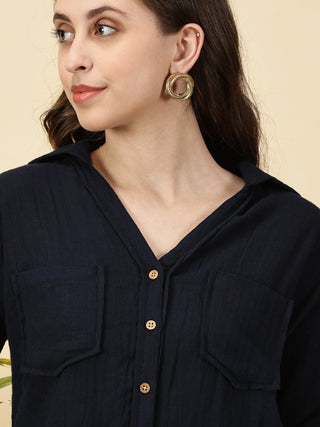 Navy Blue Cotton Top