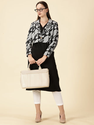 Crop Blazer - Black with White