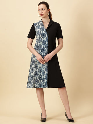 Indigo Printed Cotton Wrap Dress