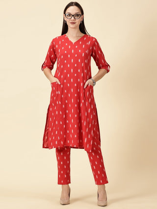 Kurta Cords Handwoven Ikat - Red