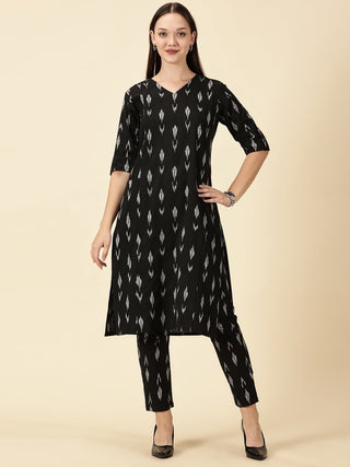 Black Kurta Cords Ikat