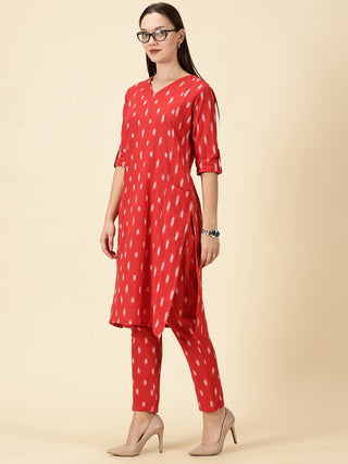 Kurta Cords Handwoven Ikat - Red