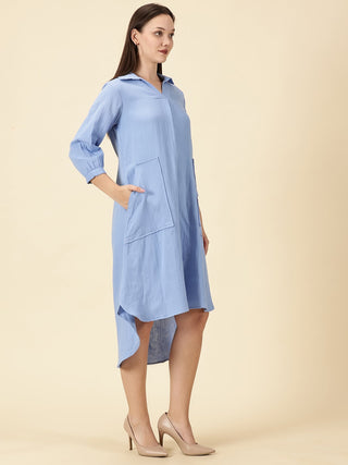 Summer Shirt Dress - Sky Blue