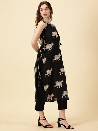 Side Slit Kurta - Black