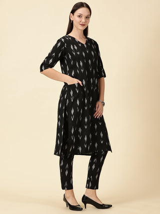 Black Kurta Cords Ikat