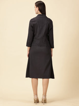 Cotton Lycra Blazer Dress - Grey
