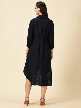 Summer Shirt Dress - Navy Blue