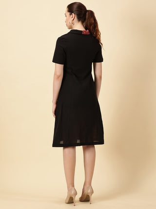 Ajrak Printed Cotton Wrap Dress - Black & Red