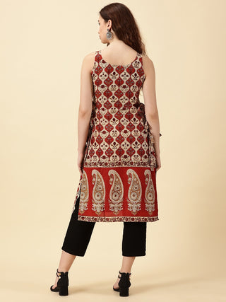 Side Slit Kurta - Red