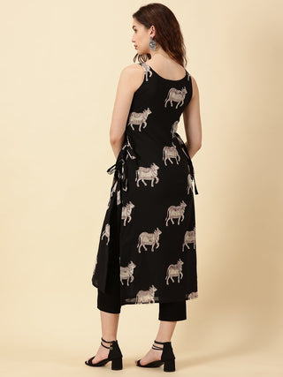 Side Slit Kurta - Black