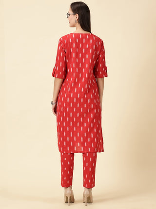 Kurta Cords Handwoven Ikat - Red