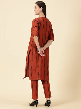 Handwoven Ikat Kurta Cords - Tan Brown