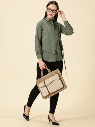 Olive Green Cotton Wrap Shirt