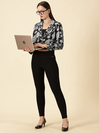 Black with White Crop Blazer