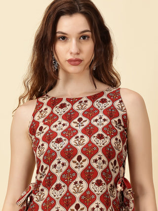 Side Slit Kurta - Red