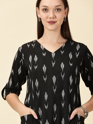 Black Kurta Cords Ikat