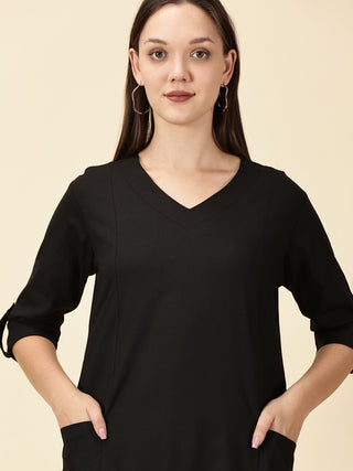 Cotton Lycra Workwear Kurta - Black