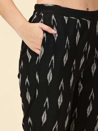 Black Kurta Cords Ikat