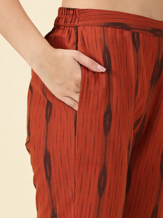 Handwoven Ikat Kurta Cords - Tan Brown