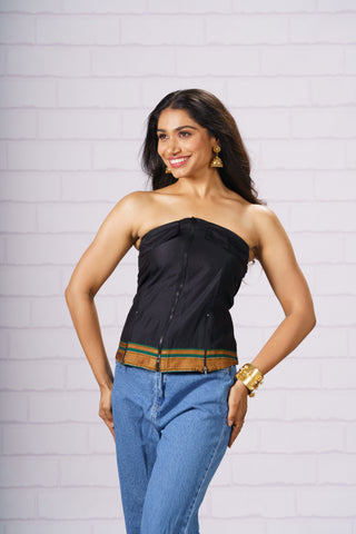 Tube Top with Zari Border - Black