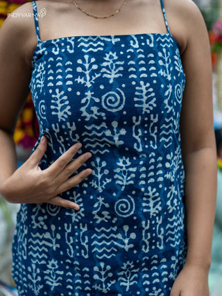 Roots Cami Strap Kurti - Blue