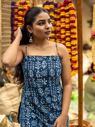 Roots Cami Strap Kurti - Blue